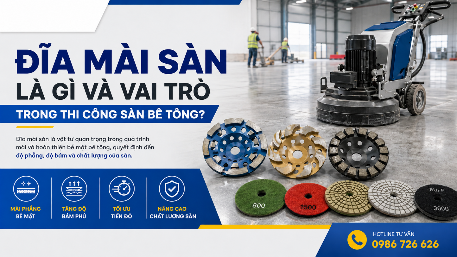 Đĩa mài sàn là gì và vai trò trong thi công sàn bê tông