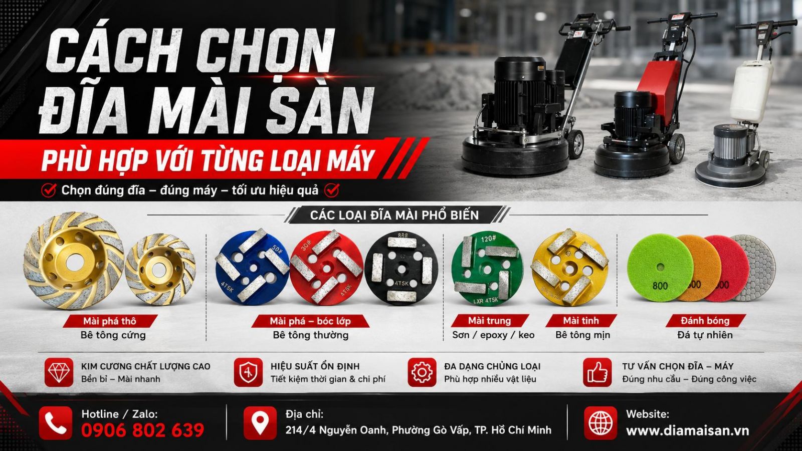 Cách Chọn Đĩa Mài Sàn Phù Hợp Với Từng Loại Máy