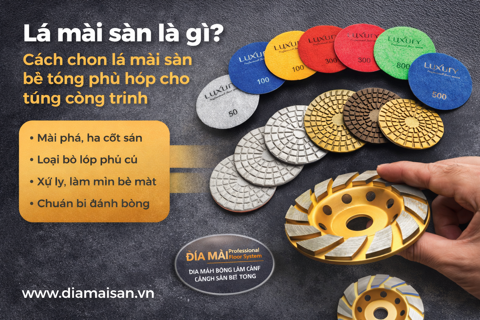 Lá Mài Sàn Là Gì? Cách Chọn Lá/Đĩa Mài Sàn Bê Tông Phù Hợp