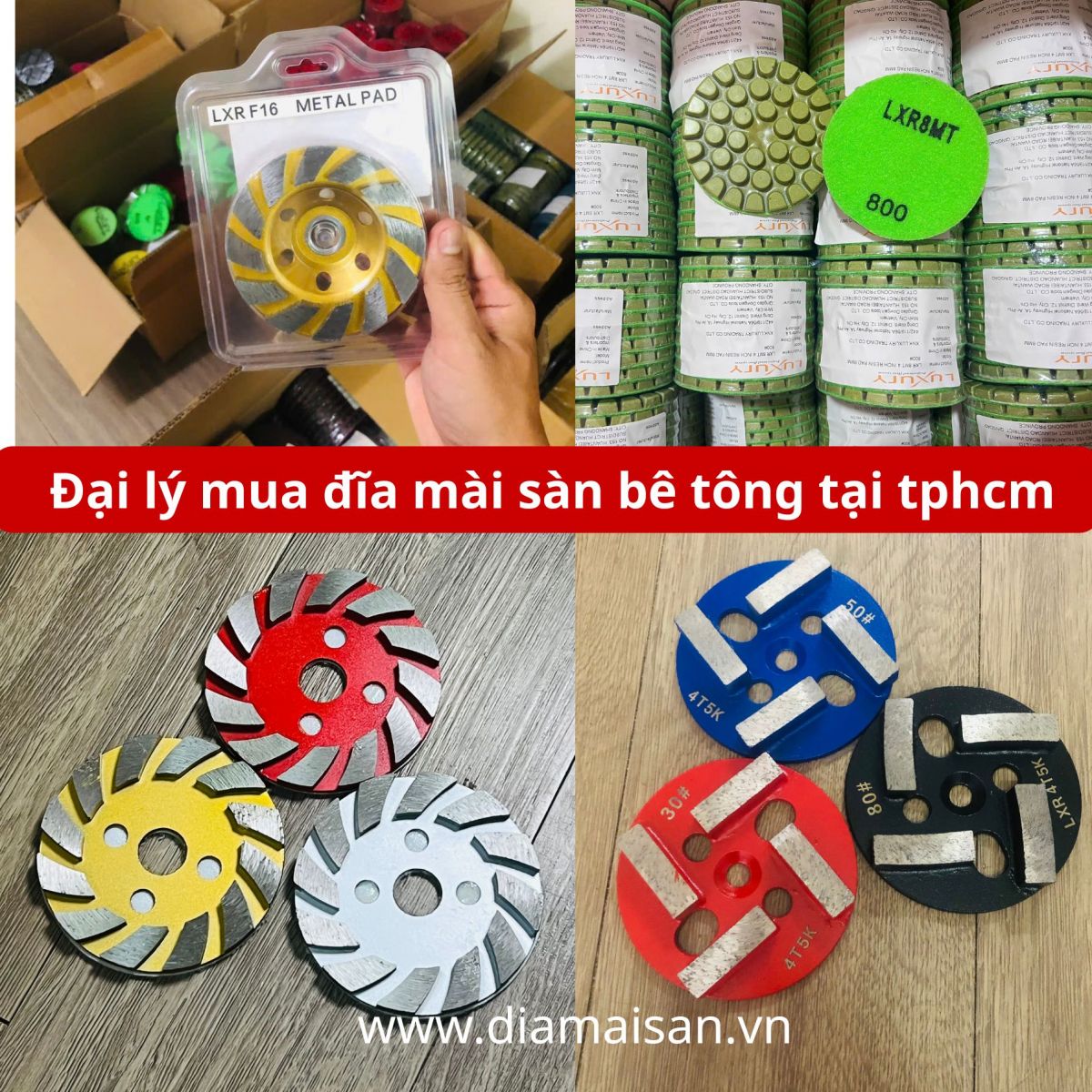 Đĩa mài sàn bê tông, đĩa mài kim cương giá tốt. Bán sỉ & lẻ toàn quốc. Tư vấn chọn đĩa theo nền, mục đích. Gọi/Zalo 0906 802 639 – diamaisan.vn.