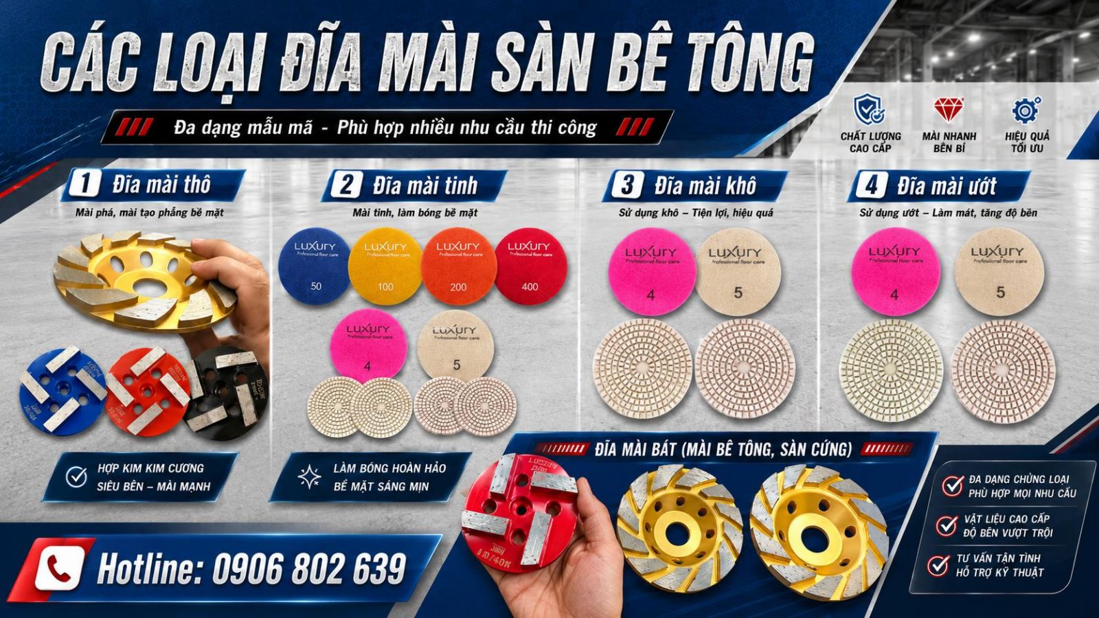 Phân loại đĩa mài sàn